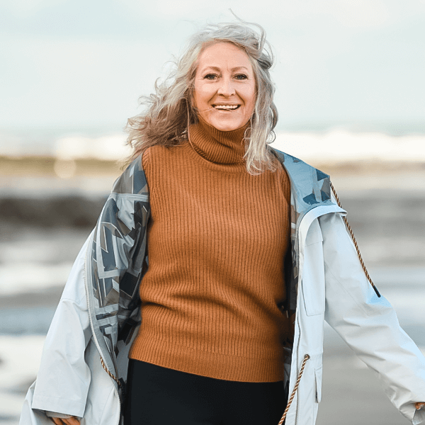 Woman walking on the beach